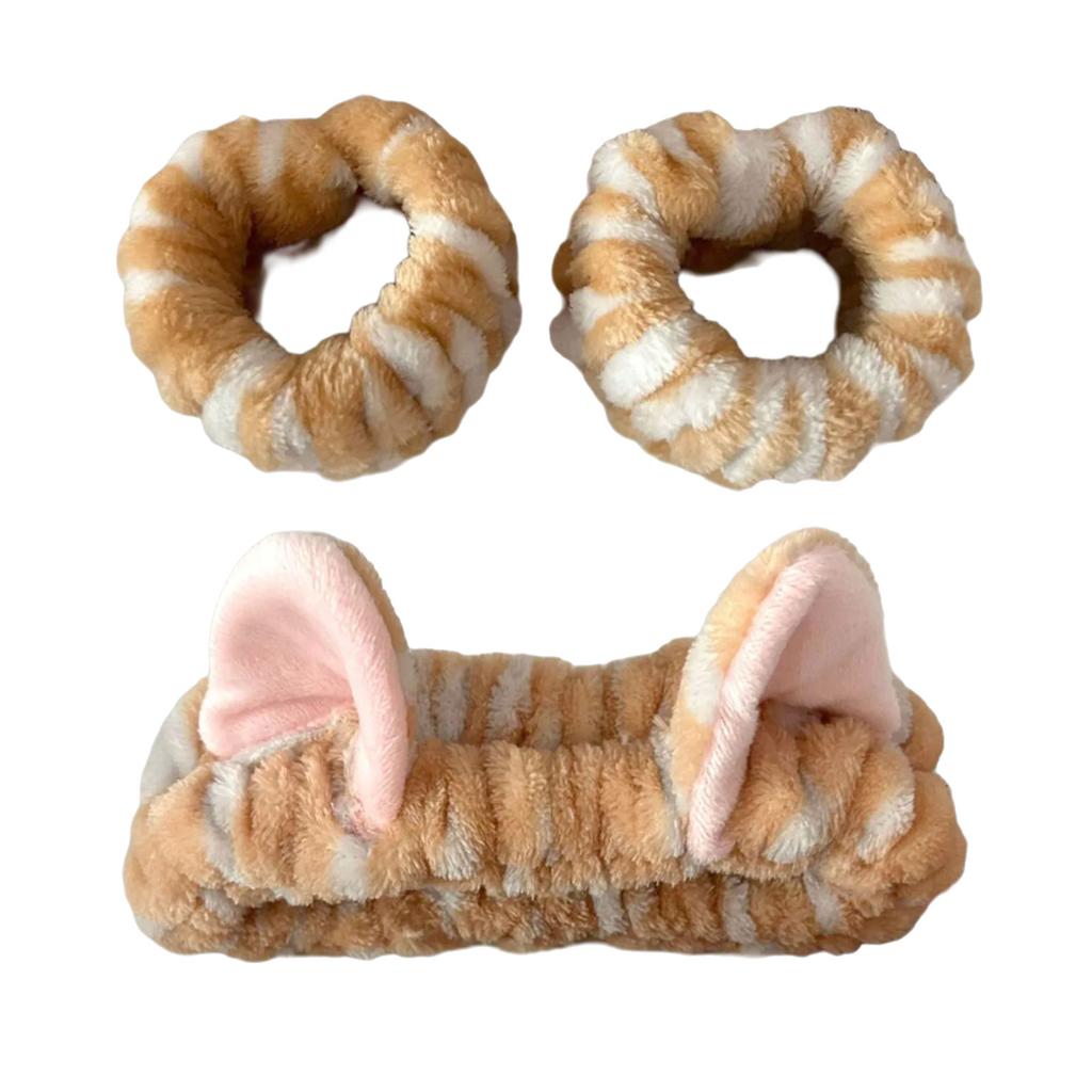 Popular Furry Plush Hairband and Wrist Wash Band for Female Everyday Use Face Washing Makeup Mask Application Headwear