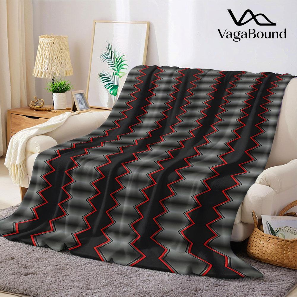 Coperta di Flanella a Zigzag Rosso Calda Morbida Decorativa per Halloween Natale Divano Calda Accogliente Stagione Tutto Regalo