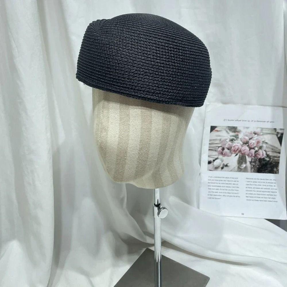 Classic Straw Pillbox Hat Fedoras Sun Hat Fashion Painter Hat  Wedding Party