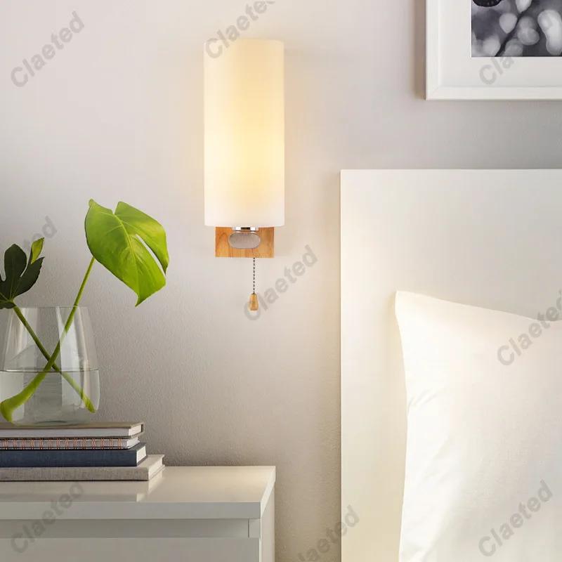 12 Style Creative Solid Wood Wall Lamp Indoor Decor Lamp Bedroom Bedside Lamp European Living Room Corridor Aisle Staircase Lamp