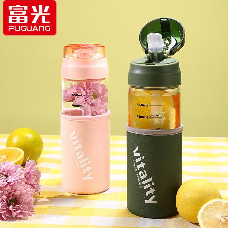 FUGUANG G2152-DH-540 Glass Water Bottle with Straw