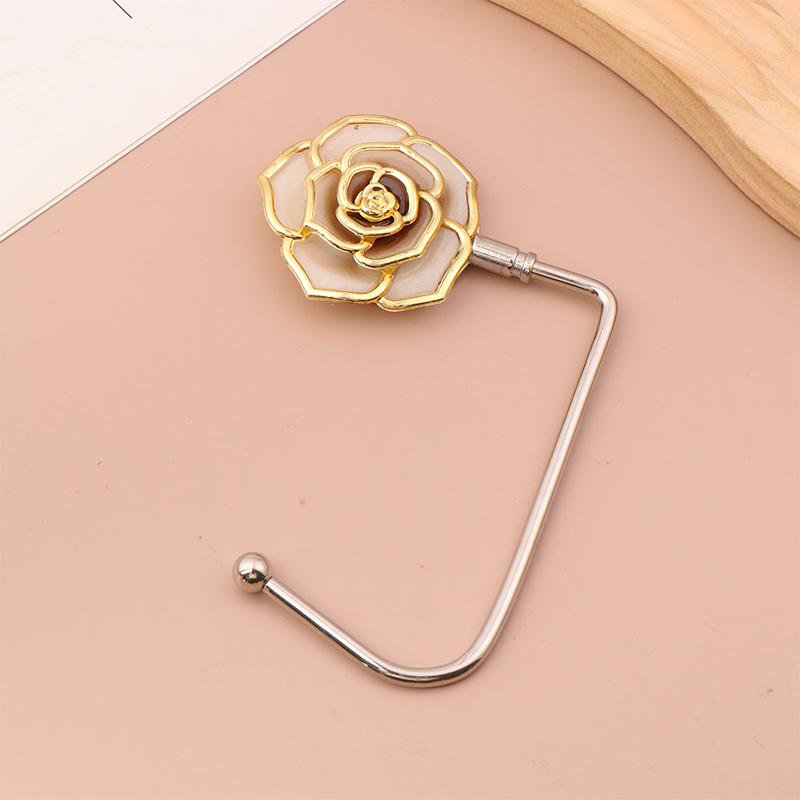 Elegant Gradient Rose Bag Purse Hook Portable Handbag Hanger Fashion Foldable Table Hook Organizer Desk Side Hooks