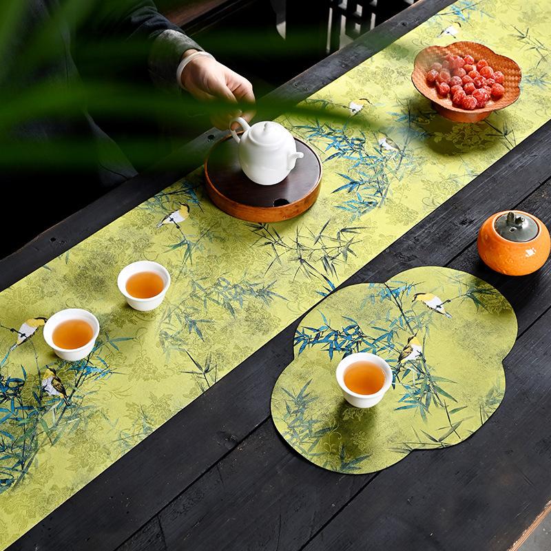 Chinese Style Zen Tea Mat - Waterproof Non-Slip Table Cover for Tea Ceremony, Birthday Gift Holiday Decor - National Fengshui