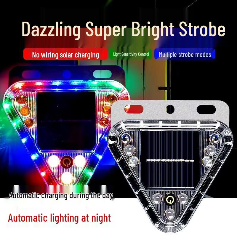 

Solar-Powered Truck & Motorcycle Anti-Rear-End LED Warning Light, High Brightness, No Wiring Required Iron Plate Mount [Single]
