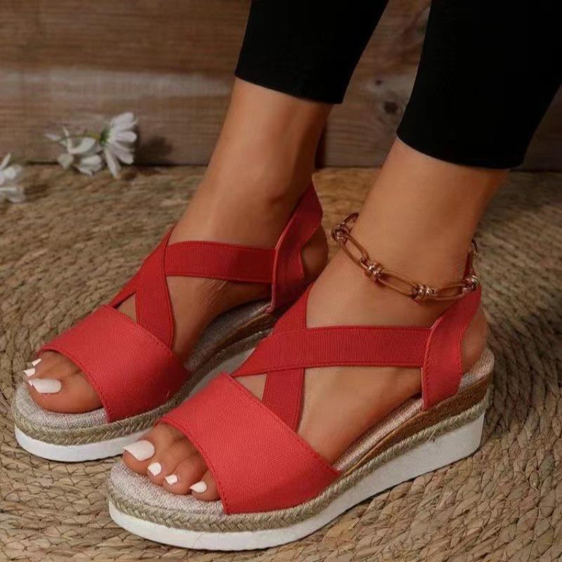 

Summer Woman s Sandals Fashion Open Toe Women Wedges Sandals Comfortable Beach Shoes Outdoor Anti-Slip Platform Shoes for Women 36 красный