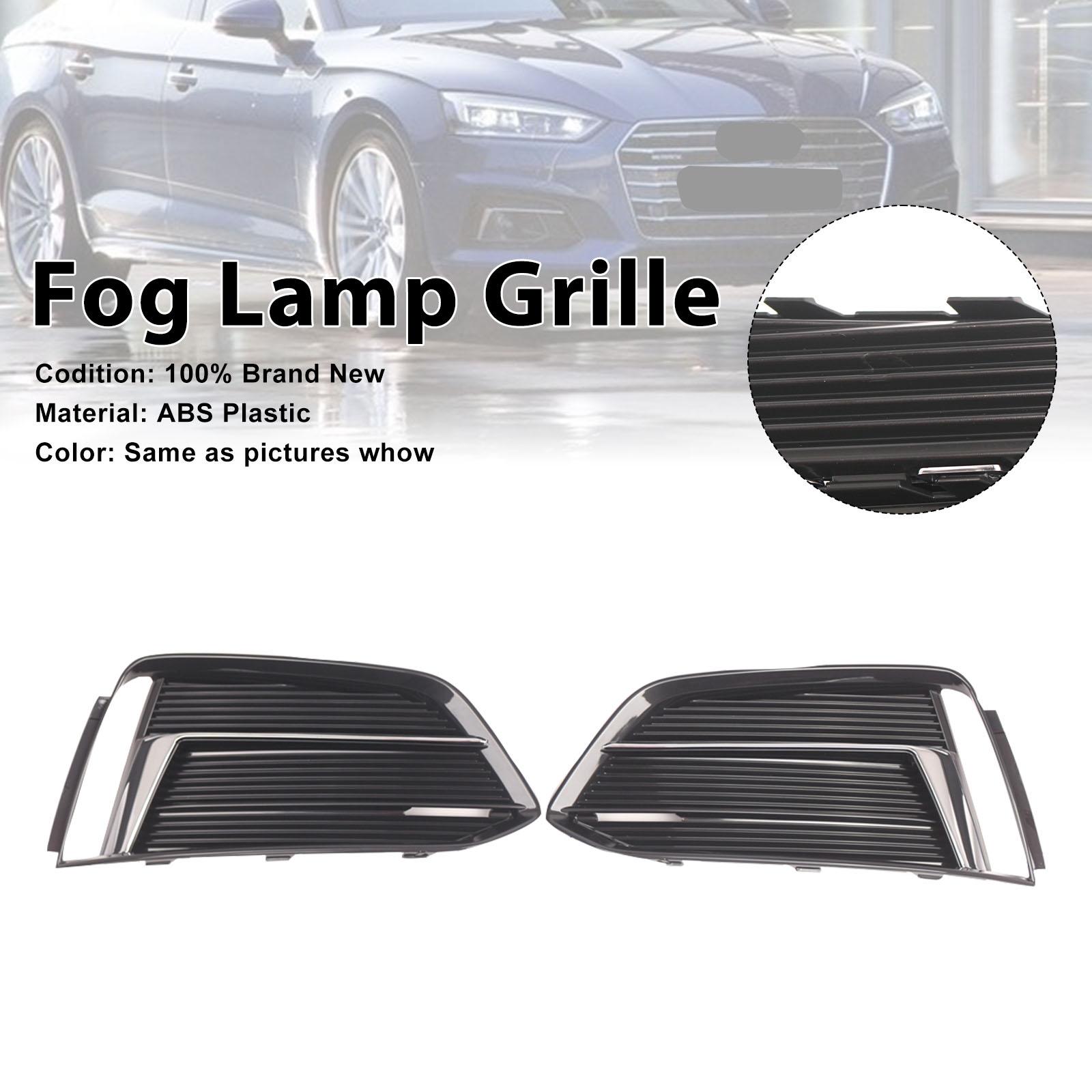 Black/Chrome Front Bumper Fog Light Grille Cover Bezel Fit A5 2017-2019