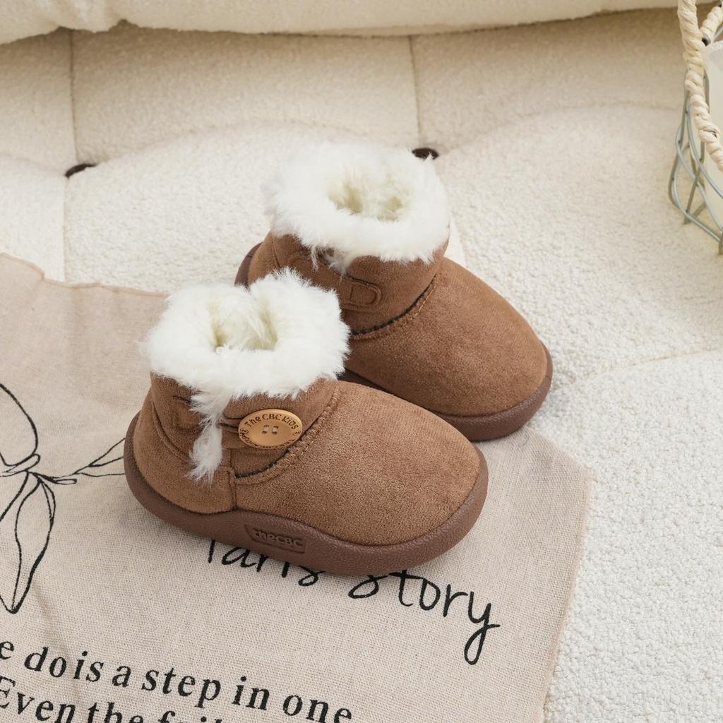 XSHX "Log Button" Children's Snow Boots Boys and Girls Winter Thickened Soft Bottom One Pedal 249002
