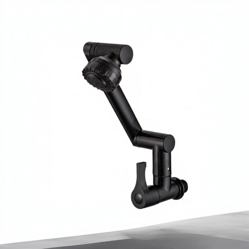 Black 1080° Swivel Robotic Arm Kitchen Faucet Dual Flow Modes Anti-Splash Brass Core for Home Kitchen Sink