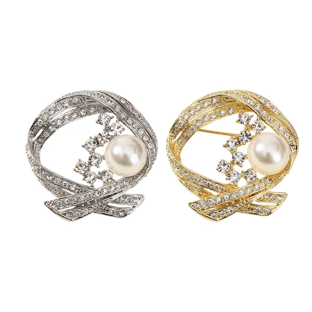 Easy Clasp Alloy Rhinestones Pearls Brooch for Formal Occasions Casual Outfits Stylish Accessory Gift