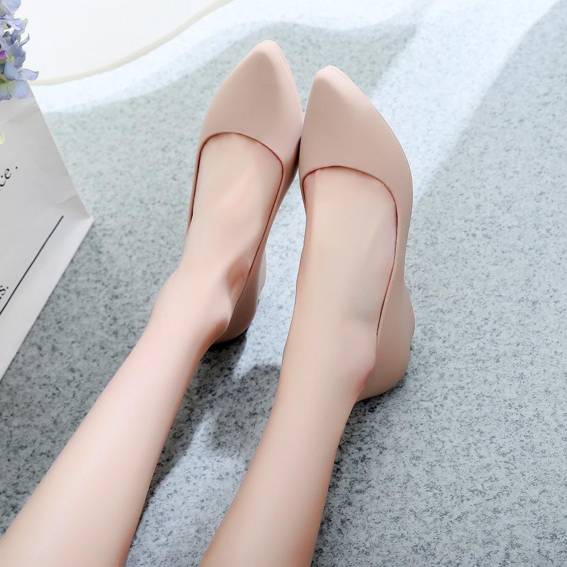 2024 Spring Korean Style Pointed Toe Suede Wedges: Versatile, Medium Heel, Non-Slip Work Shoes