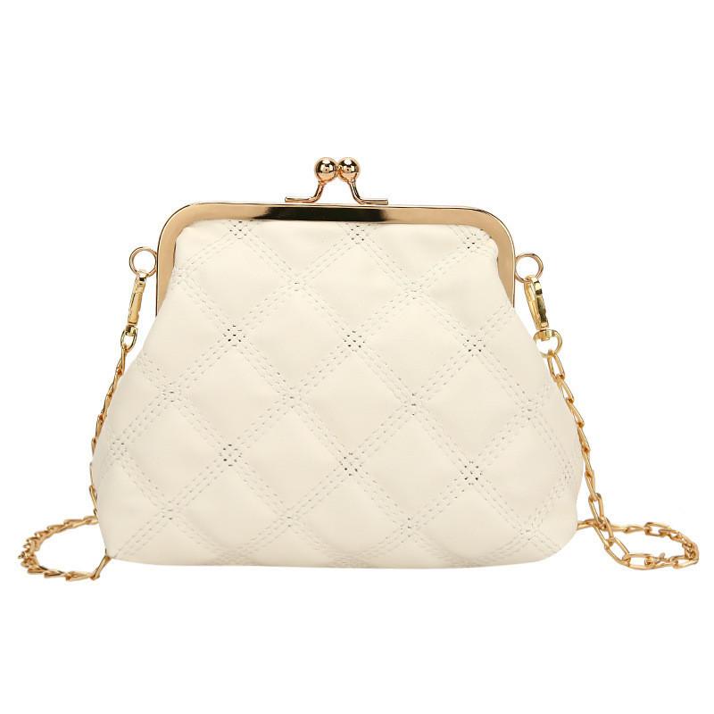 Trendy Quilted Pu Leather Shoulder Bag Fashionable Small Crossbody Handbag белый