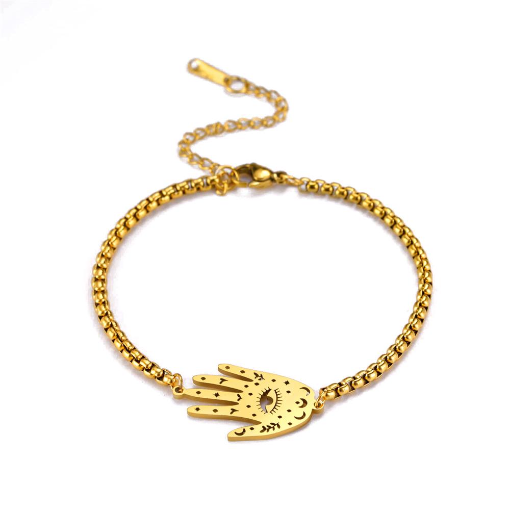 Náramek s přívěskem Hamsa Ruka Fatimy Nerezová ocel Amulet Náramky se zlým okem pro ženy Muže Šperky pro štěstí a ochranu