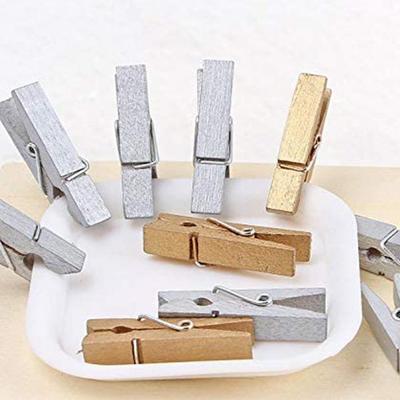 50 Stück 25mm Mini Goldene Holzklammern für Foto-Wäscheklammern Goldene Klammern Bastel-Wäscheklammern Aktivitäten Tägliche Dekorationsklammern