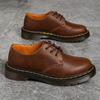 1 Low-top Leather Shoes for Men and Women, Brown Large-size Short Boots, Round-headed Men and Women's Couple Casual Tooling Shoes