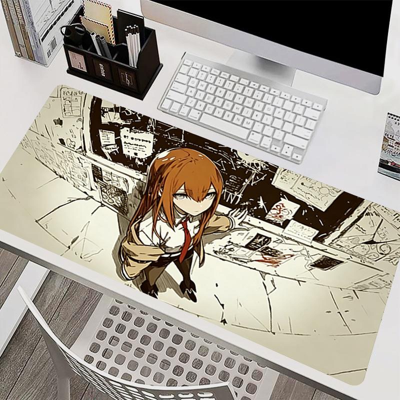 Black Mouse Pad Esports Gaming Accessories Large Keyboard Pad Gamer Nonslip Carpet Steins Gate Anime Desk Mat Notbook Mousepad
