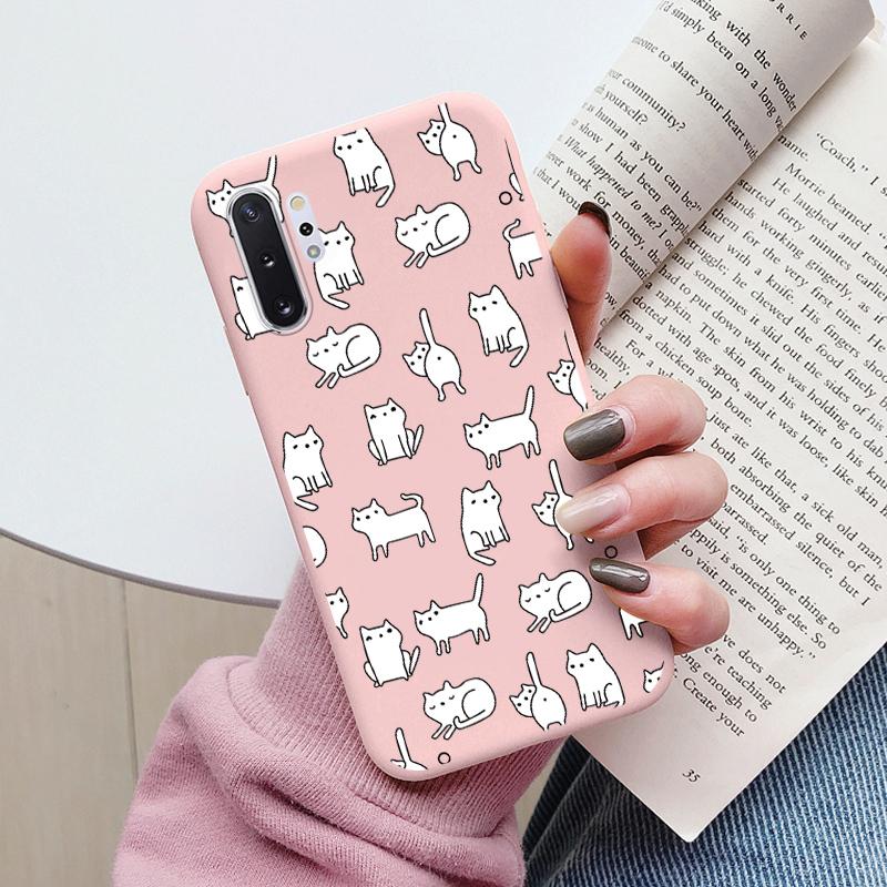 For Samsung Galaxy Note 10 Note10 Plus Cover Cute Cartoons Heart Cat Soft TPU Shockproof Phone Case For Samsung Note 10 Fundas