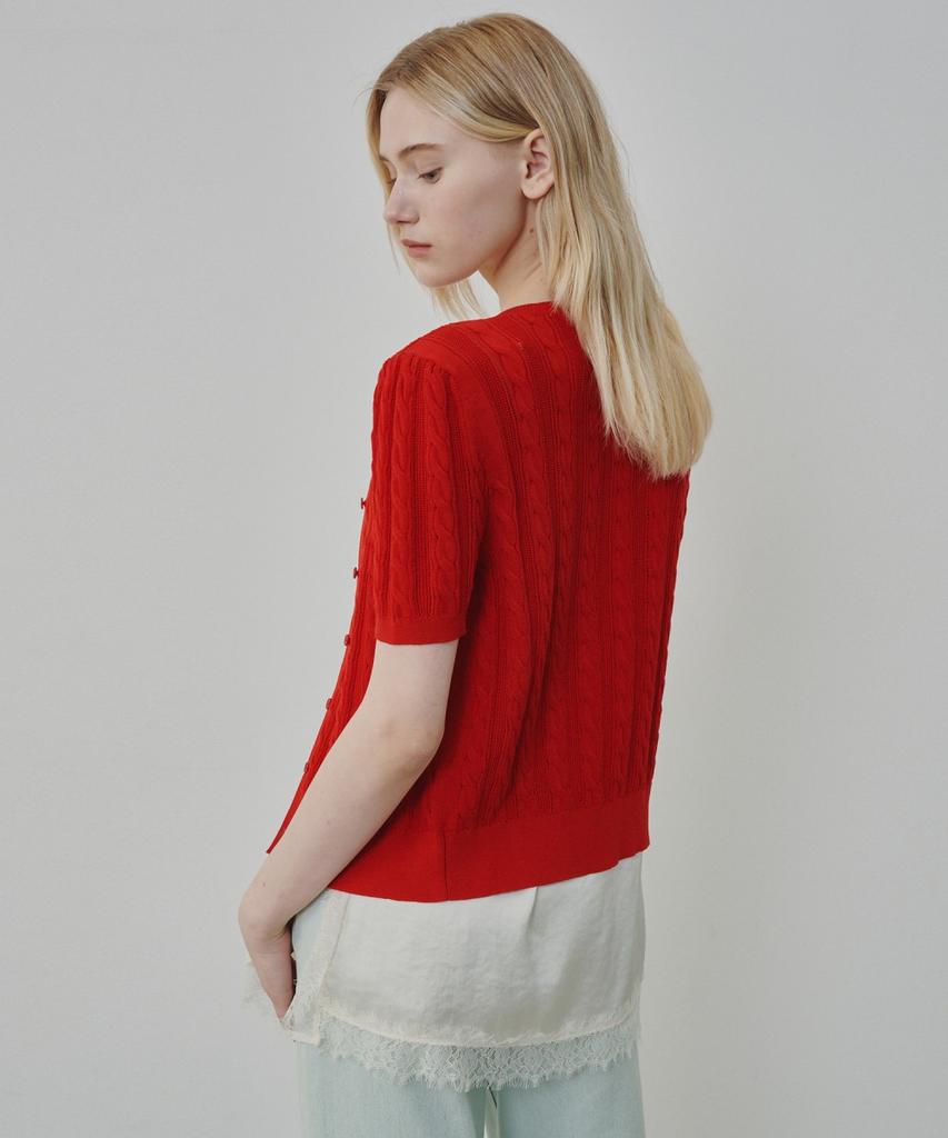 Olive Des Olive Cable Short Sleeve Cardigan Ok6Md5730