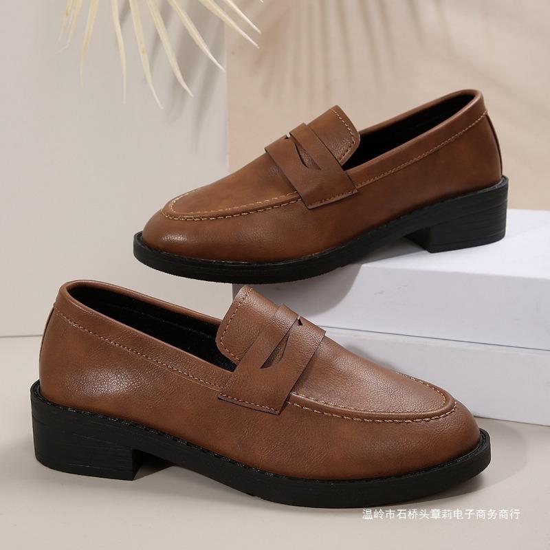 Women's Slip-On Loafer Flats, Thick Sole Retro Slip-On Moccasins, Plus Size Casual Spring Fall Shoes