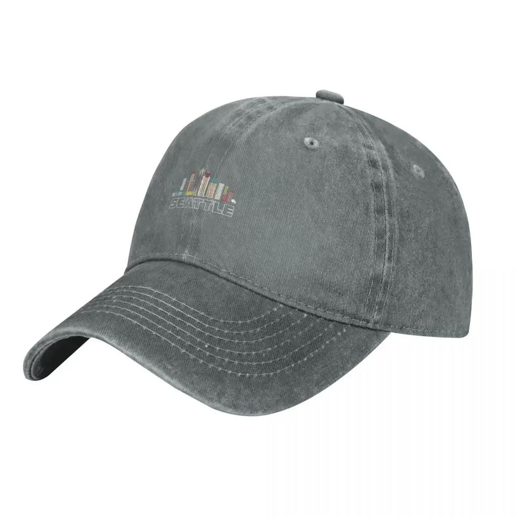 Grunge Seattle Skyline Distressed Look Design Gift Cowboy Hat Snapback Cap Black Hats WoUnisex Unisexs