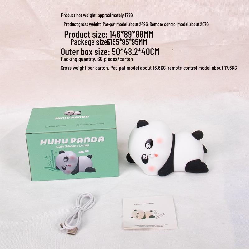 Panda Rechargeable Dimmable Timer Ring Light - Children's Creative Gift Silicone Lamp