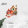 Watercolor Bird Wall Art Christmas Sticker, PVC Decal, Waterproof Winter Gift for Friends Theme Window Cling Glass Doors And Storefronts Creative