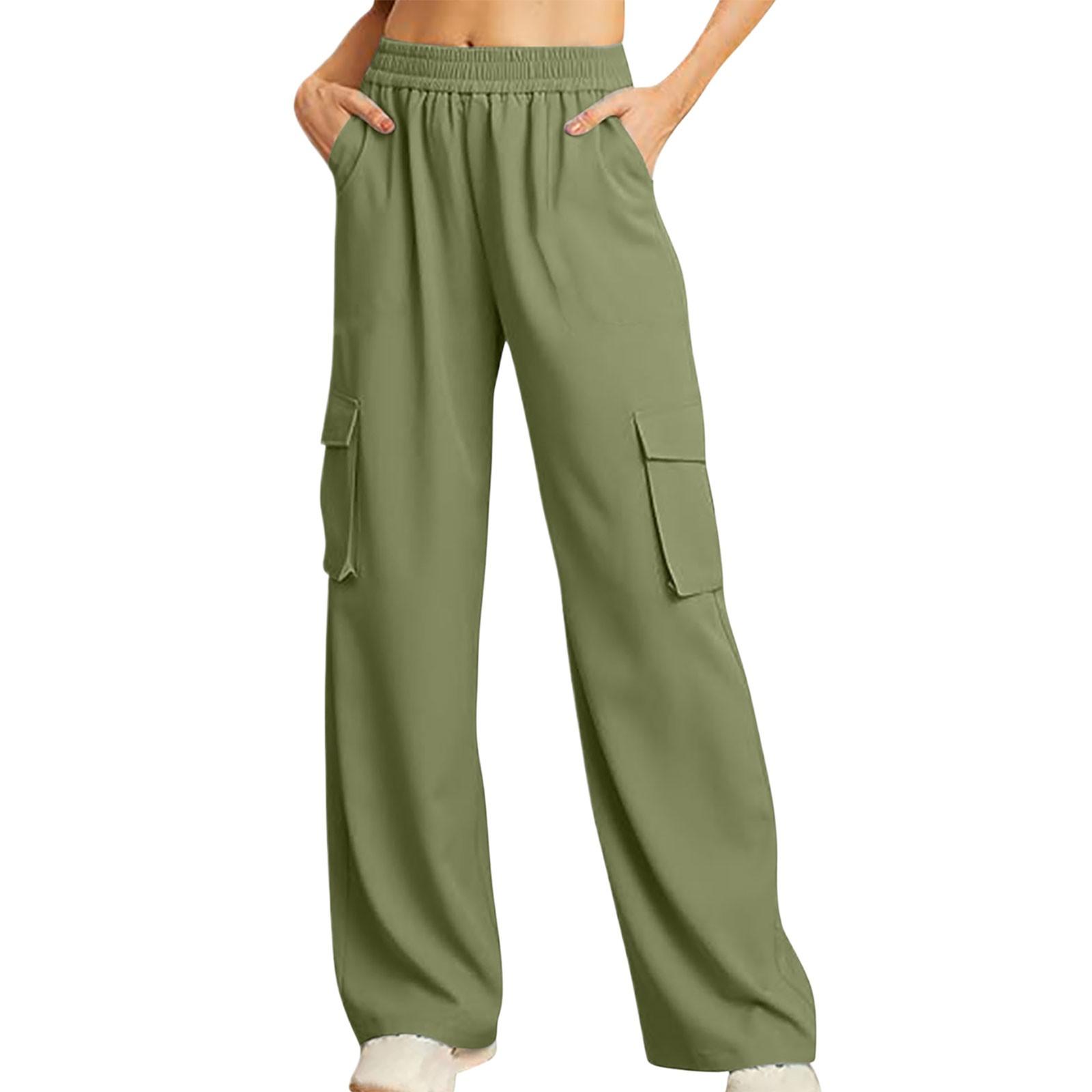 

Женские модные однотонные рабочие брюки повседневные брюки с карманами S зелёный