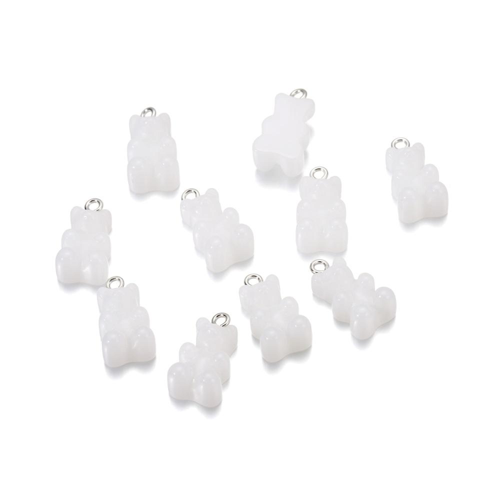 10pcs/lot Candy Color Resin Mini Bear Charms For Cute Earrings Pendants Necklaces Bracelets DIY Jewelry Making Accessories