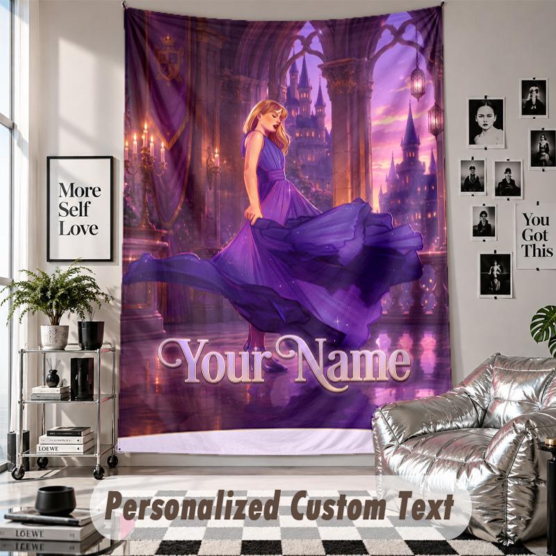 Wall Hanging Tapestry With Custom Name & Text, Taylor Swift Decorative Tapestry For Bedroom