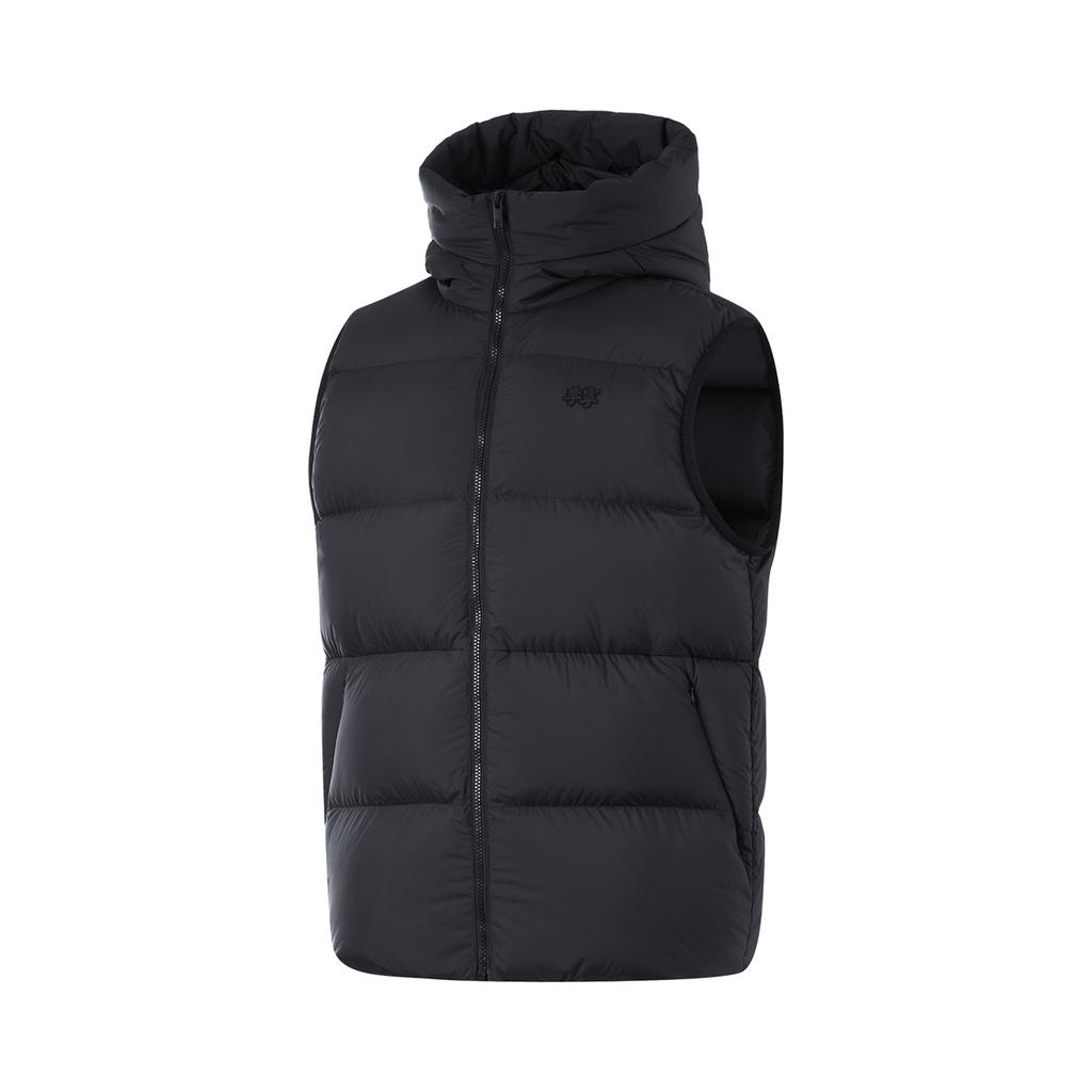 Li Ning China Color Series Solid Color Zipper Hooded Comfortable Breathable Down Vest Men Vest Dark-Gray AMRU069-1