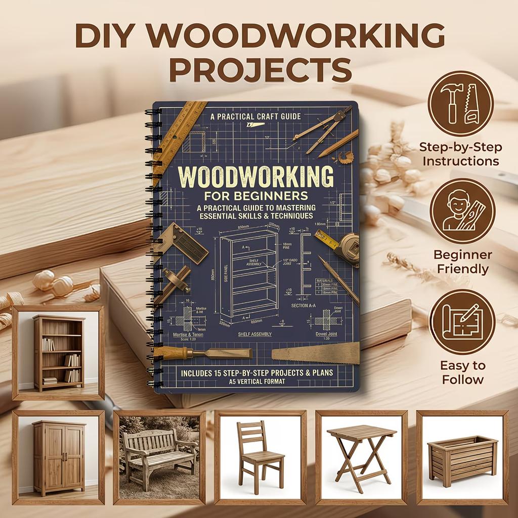 Vintage Sturdy Coil Bound A5 Woodworking Guide Notebook Woodworking Record Book With Step by Step Project Drawings Inside