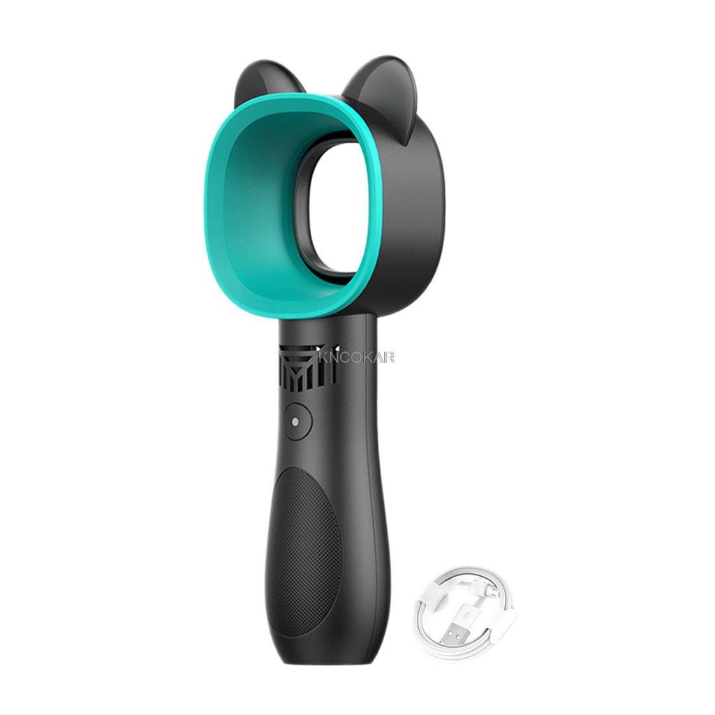 2025Mini Portable USB Wireless Leafless Fan Cartoon Small Fan Cute Cat Rechargeable 3-speed Horizontal Fan Handheld Mini Cooler