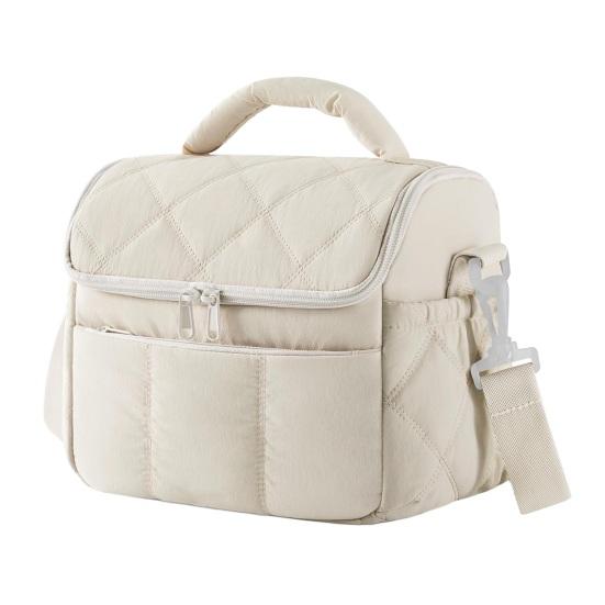 Elegant Lunch Organizer for Ladies Quilted Double Layer Insulated Bag, Lightweight Leakproof Thermal Box, Shoulder Bag Portable Large Capacity