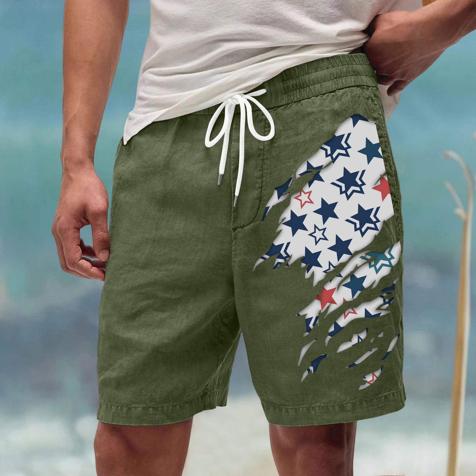 Men s Summer Casual Loose Fit Sports Shorts Beachwear Drawstring Waist Relaxed Fit Linen Blend Fabric Comfortable Design XXXL