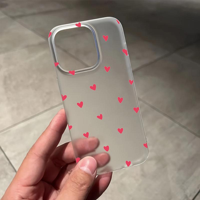 For iPhone 16 15 14 13 12 11 Pro Max Case Red Small Love Transparent Pattern Phone Cover For iPhone XS X XR 7 8 Plus 16e Funda
