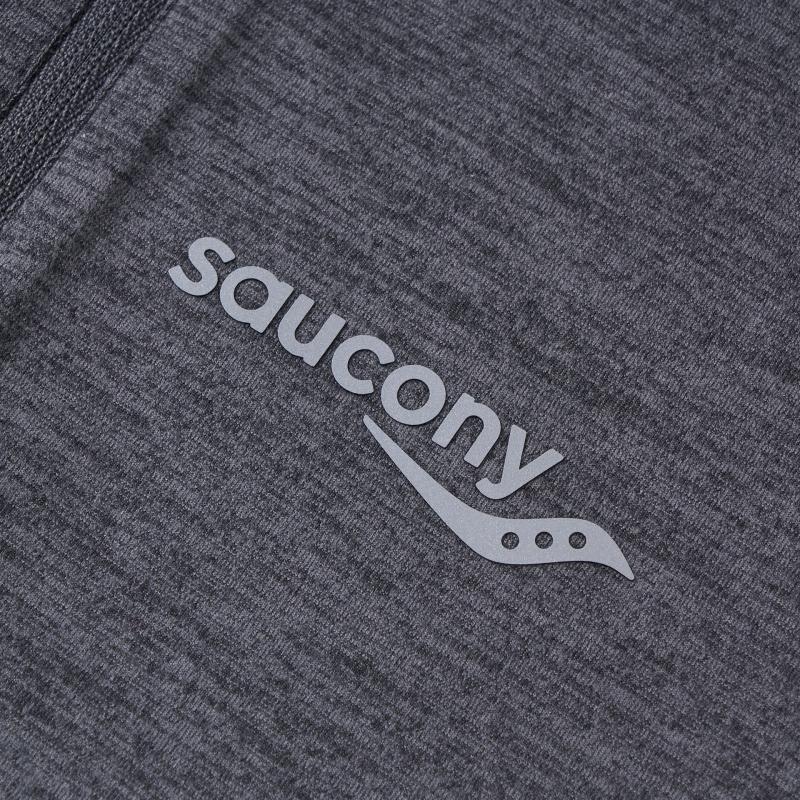 Saucony Sports Lifestyle Series Printed Stand Collar Slim Fit Long Sleeve Knit Top Men tops Black SC2249023A-HS01