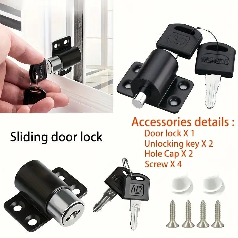 2 Clés 1 Jeu Serrures de Fenêtre de Porte Coulissante avec Protection de Sécurité Bébé Enfant Antivol Alliage d'Aluminium Loquets de Sécurité de Porte