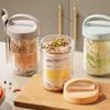 Glass Breakfast Cups 430ML Food Storage Box New Salad Cup  For Oatmeal Cereal Nut Yogurt