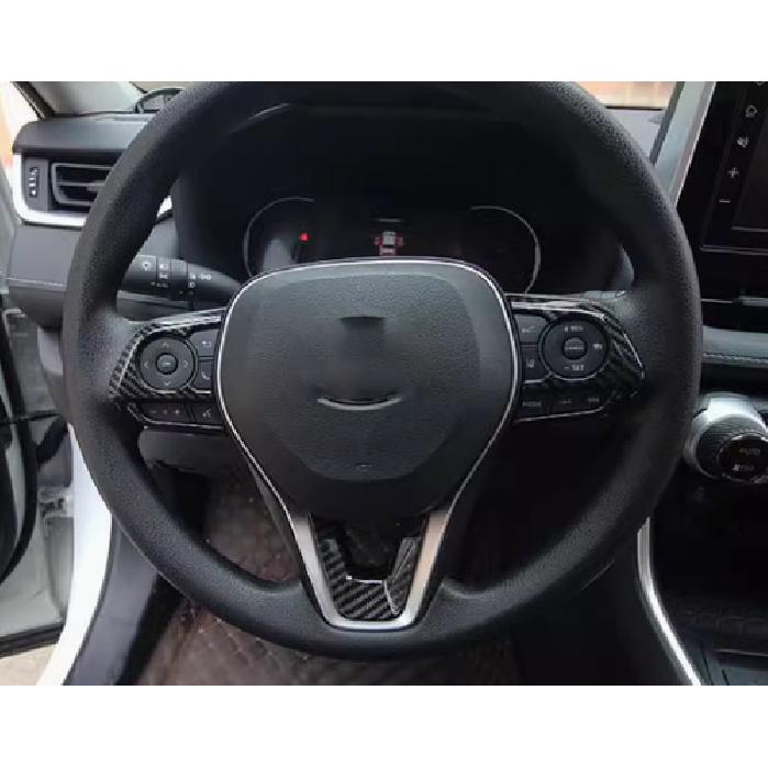 Steering Wheel Trims Decor Cover For 2025 Toyota RAV4 Accessories Carbon Fiber