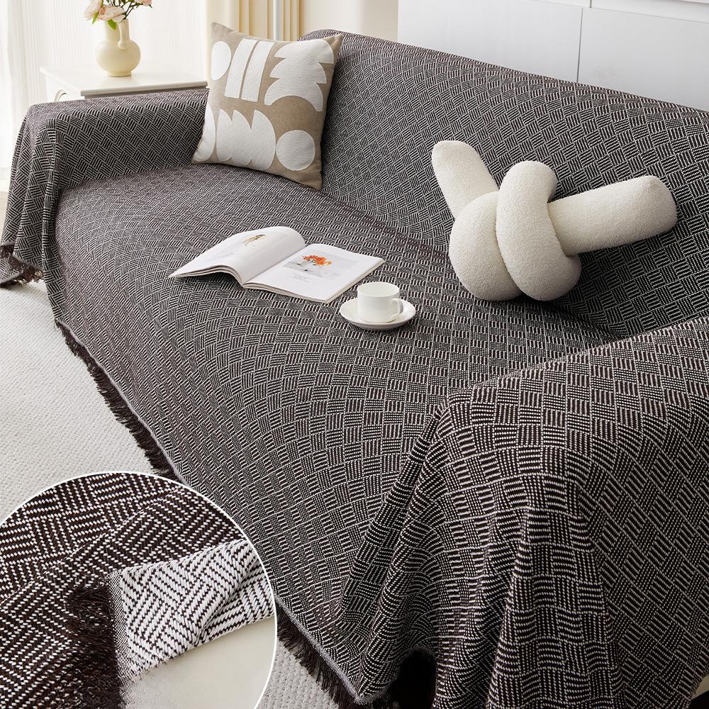 

Nordic Cotton and Linen Oblique Mesh Sofa Towel Simple Modern Sofa Cover Cloth Four Seasons Universal Cotton 180x180