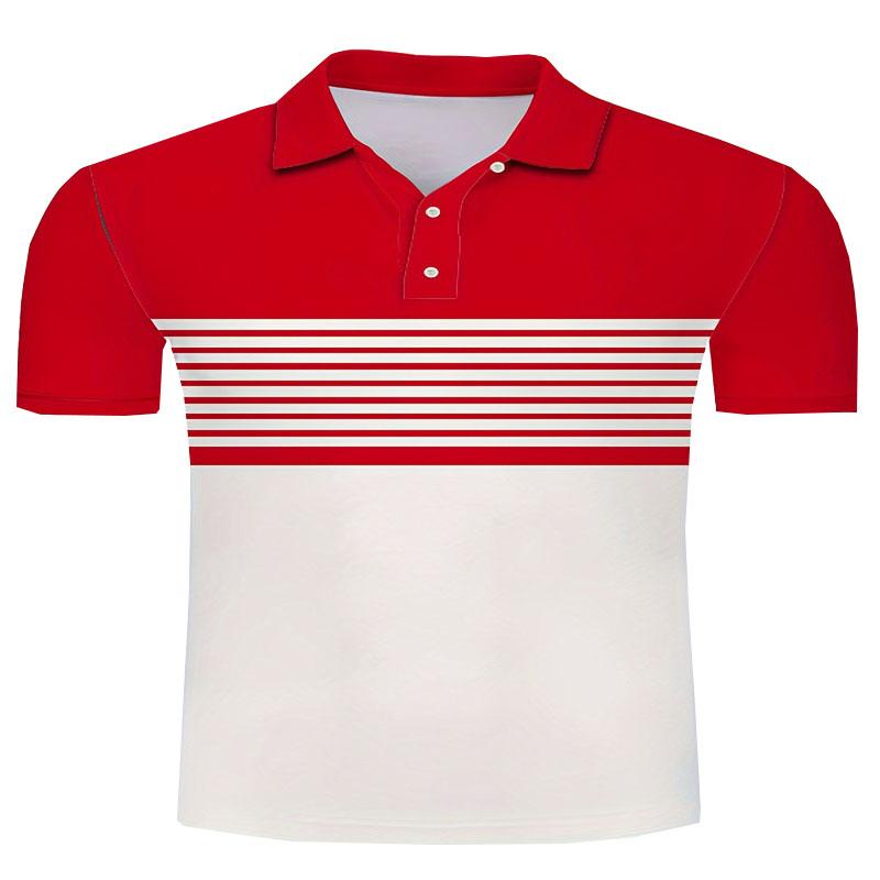 

Мужская рубашка-поло с короткими рукавами в полоску, с цветными блоками, повседневный стиль, легкая эластичность, летний топ стандартного кроя 3XL красный