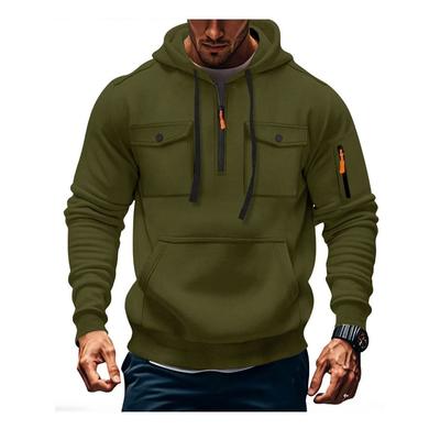 New Men's Trendy Multi Pocket Hooded Sweatshirt