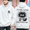 American Style, Fun Double-sided Printed Coffee-themed Little Monster Hooded Sweatshirt with Loose and Casual Long Sleeves