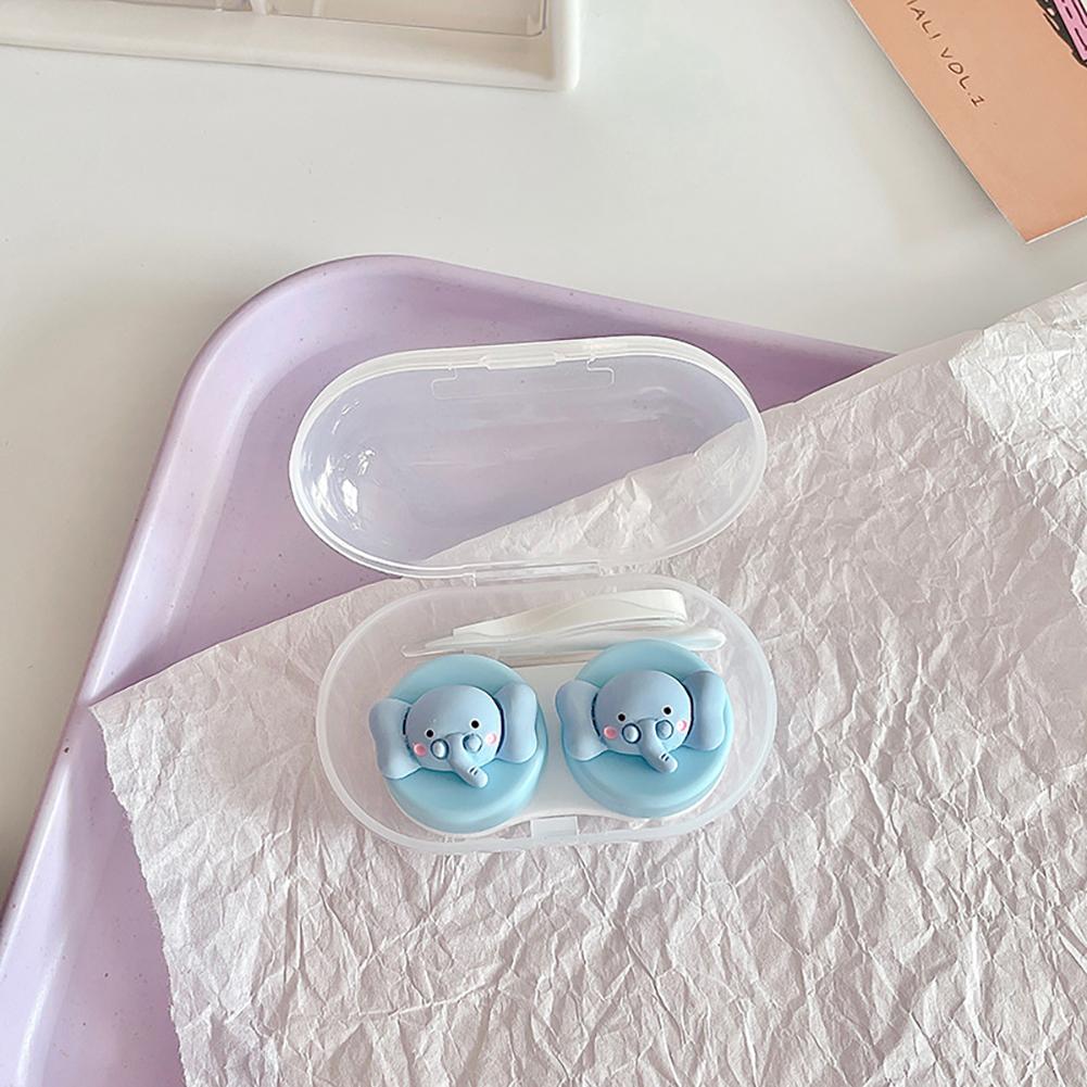 Cute Contact Lens Case with Lenses Tweezers Contact Lens Kit Holder Container Cartoon Animal Lens Storage Box
