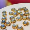 2Pcs DIY Lace Diamond Beads Natural Stone Aquamarine Isolation Beads 9.7x11mm For Jewelry Making DIY Necklace Bracelet Earrings Accessory