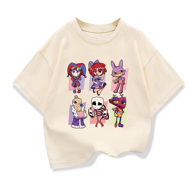 Dětské oblečení Trička Léto Úžasný digitální cirkus Grafické Módní Tričko s krátkým rukávem Dětská volná trička Topy s kulatým výstřihem