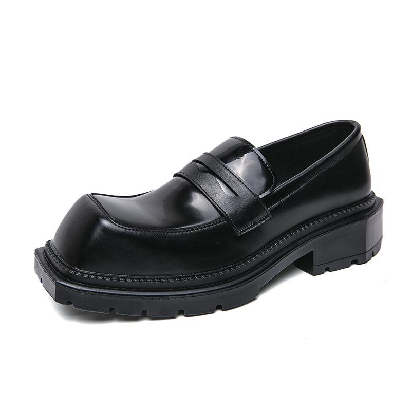 Men s Spring/Autumn Black Height-Boosting Leather Slip-on Derby Shoes - Casual & Business 41 чёрный