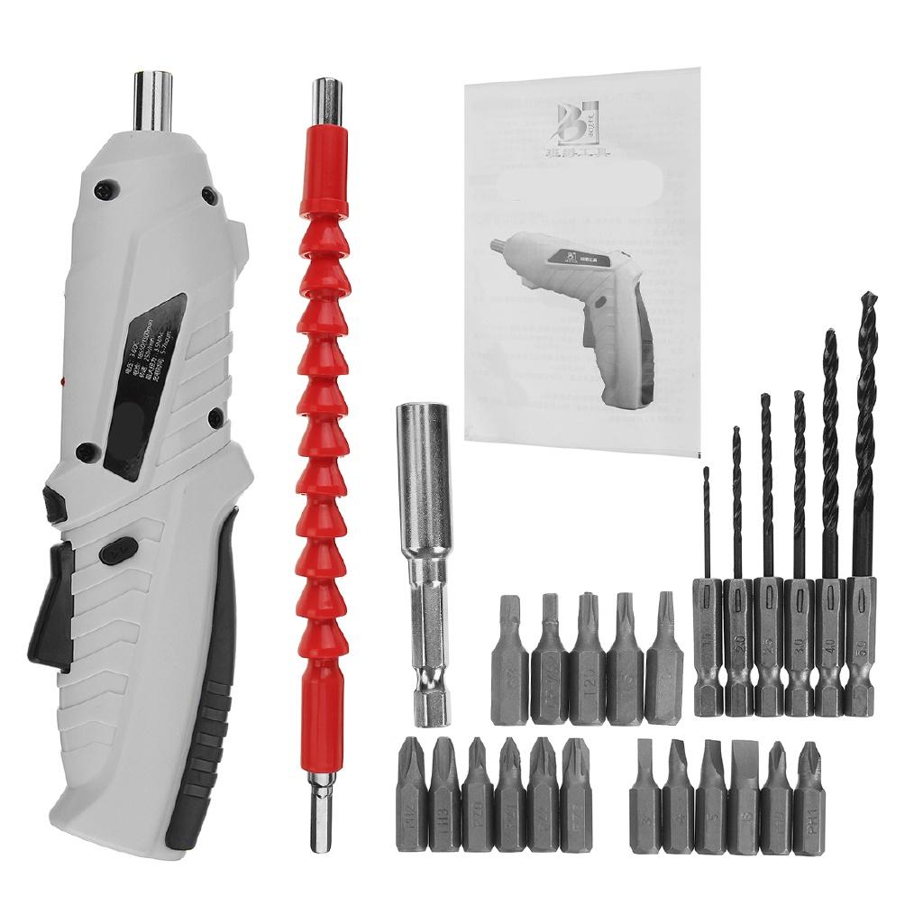Wireless Electric Screwdriver USB Rechargeable Rotating Multi-grip Mode Electric Drill Tool with LED Light New