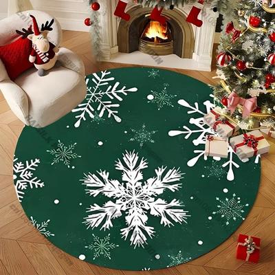 Christmas Theme Snowflake Round Carpet Living Room Fireplace Next To The Holiday Decorative Floor Mat Home Decoration