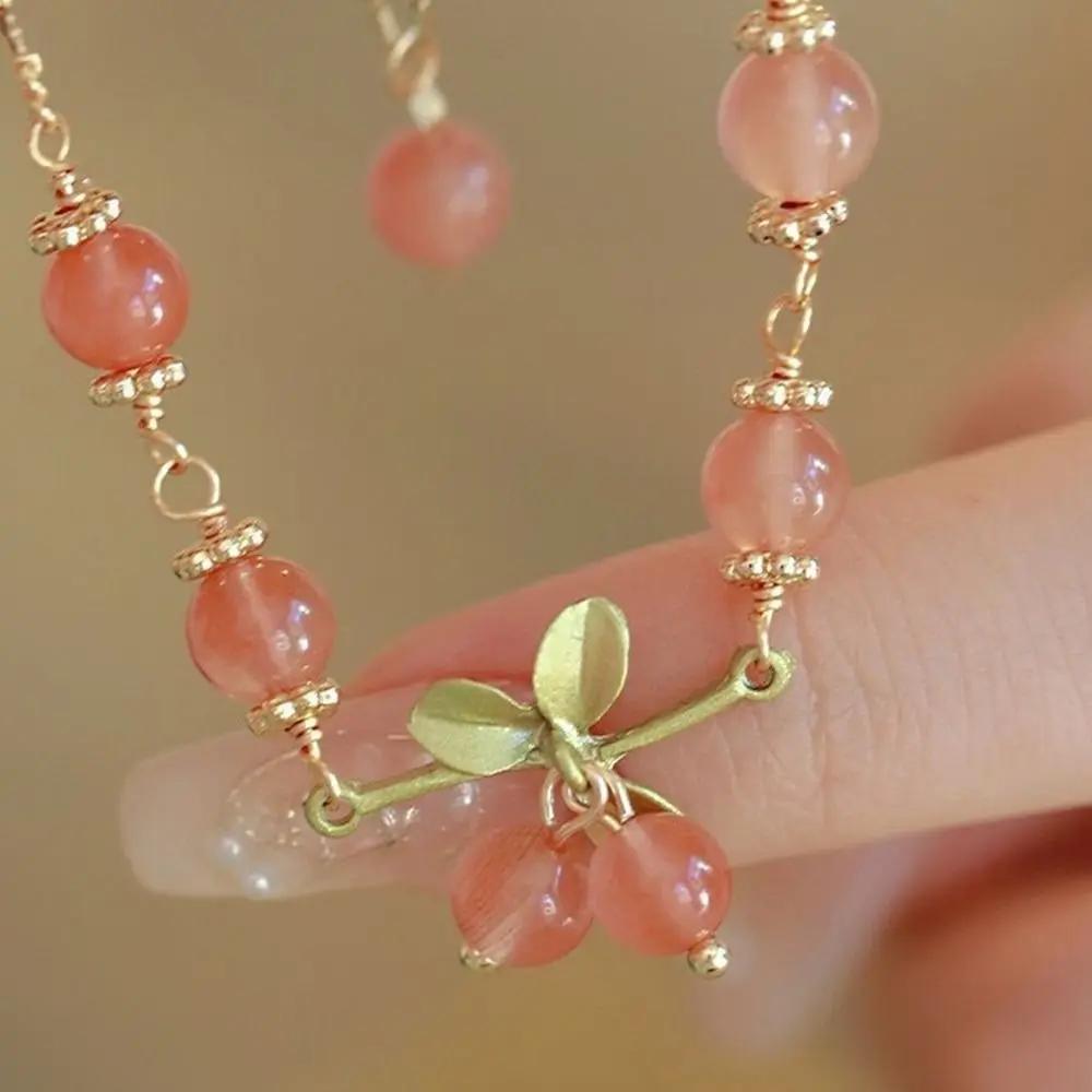 New Chinese Style Orchid Bracelet Sweet Cherry Pendant Bracelet Fresh Student Beaded Bracelet Popular Jewelry Accessories