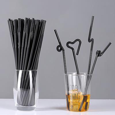 100PCS Drinking Straws Assorted Color Black Transparent Mixed Available Disposable Beverage Straws Bar Party Wedding Kitchen ZYF